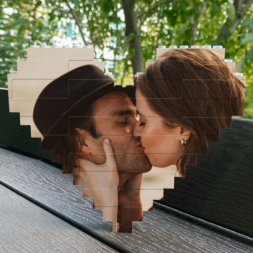 Heart Photo Building Block Puzzle Personalised Keepsake Gift for Couples Anniversary Gifts Valentine's Day Gifts for Girlfriend