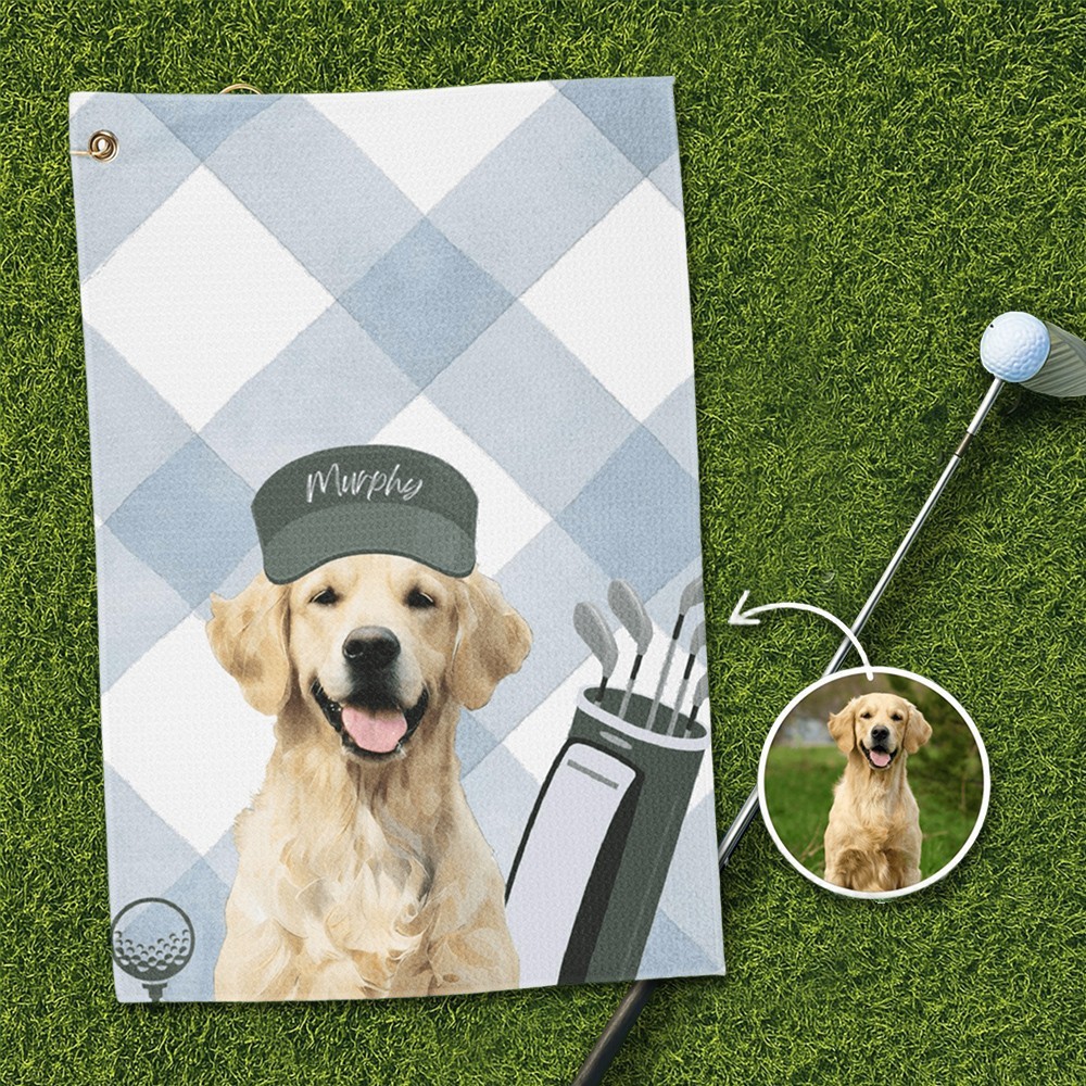 Custom Pet Dog Golf Towel with Pet Photo and Name Gifts for Dog Lover Pet Lover Gifts Golf Lover Gift Ideas