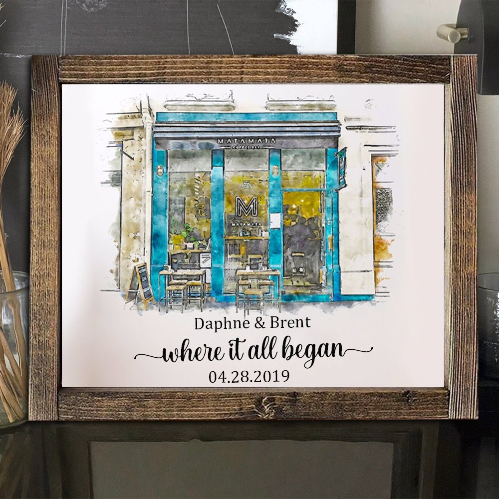 Custom Where It All Began Watercolor House Portrait From Photo 1st Anniversary Gift for Him Valentine's Day Gift for Couples