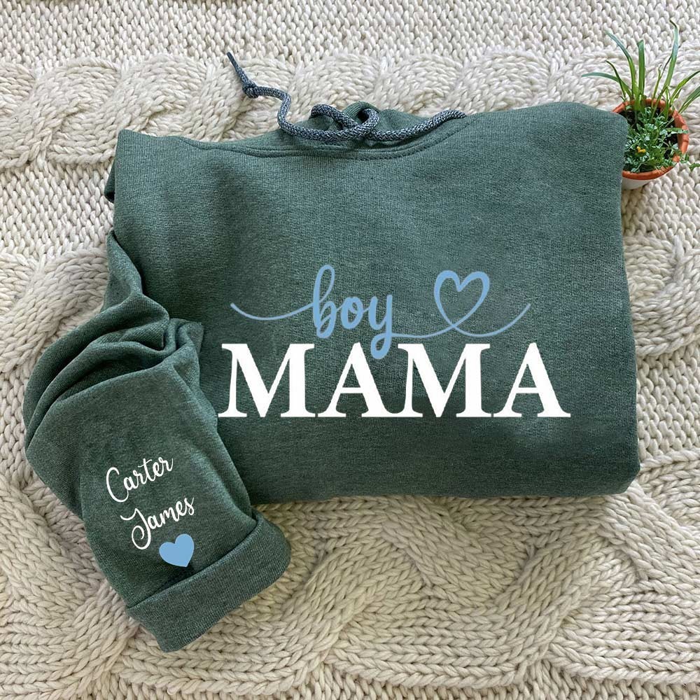 Personalised Boy Mama Sweatshirt with Kids Names on Sleeve for Mum New Mum Gift Mumma Birthday Gifts Mother's Day Gift