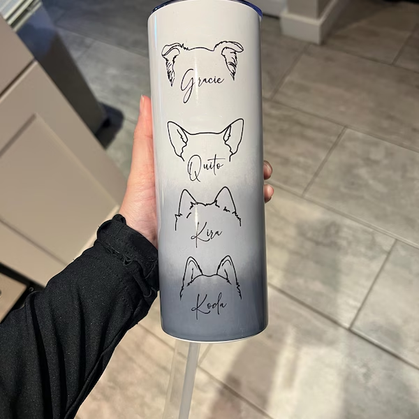 Personalised Engraved Dog Ear Tumbler with Name for Dog Lovers Unique Gifts for Pet Lovers