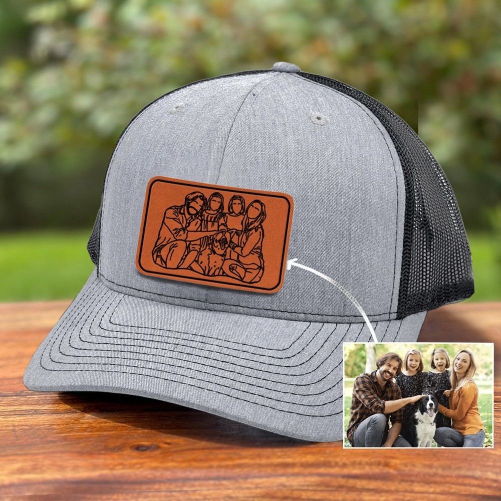 Custom Family Outline Portrait Trucker Hat for Men Gifts for Dad Grandpa Father's Day Gift