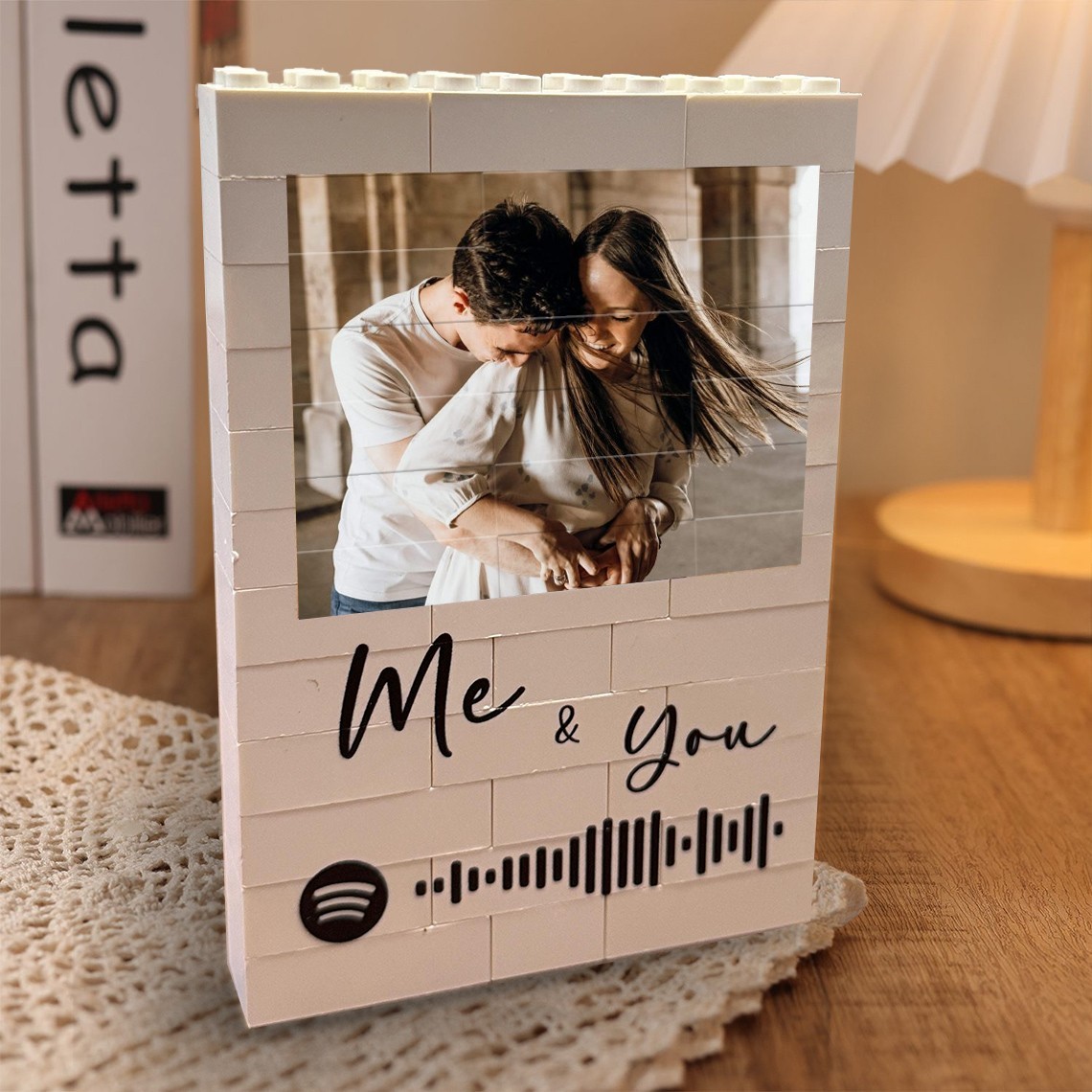 Personalised Spotify Music Song Photo Building Block Puzzle Anniversary Gifts for Her Valentine's Day Gift for Couples