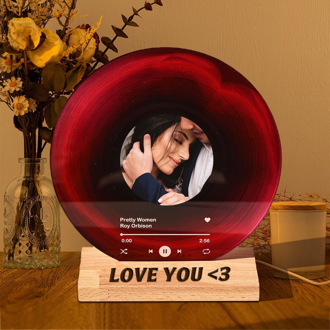 Custom Couple Vinyl Record Song Plaque with Photo Gifts for Anniversary Valentine's Day Love Gifts for Girlfriend Wife