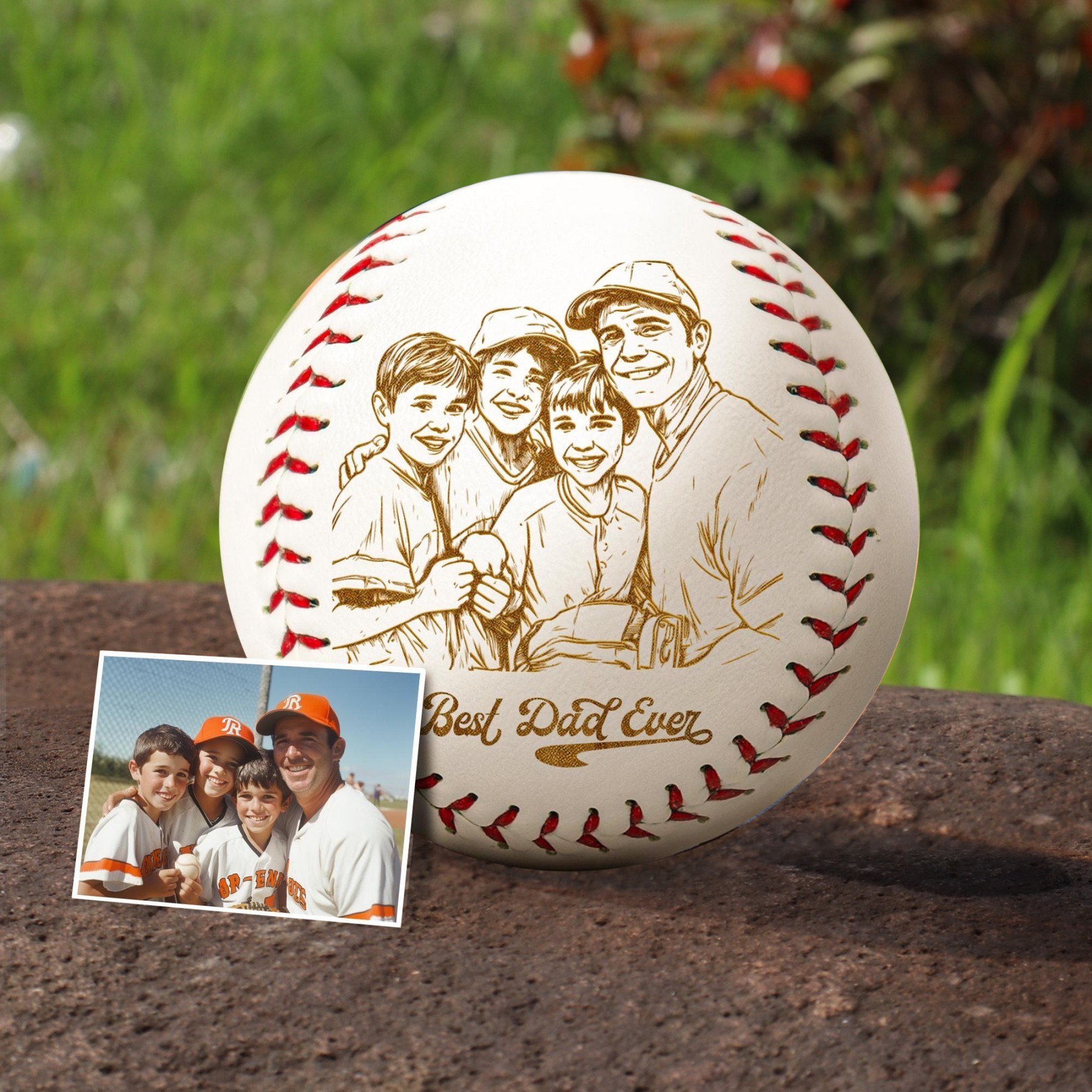 Custom Best Dad Ever Photo Baseball Keepsake Gifts for Dad Father's Day Gift Ideas