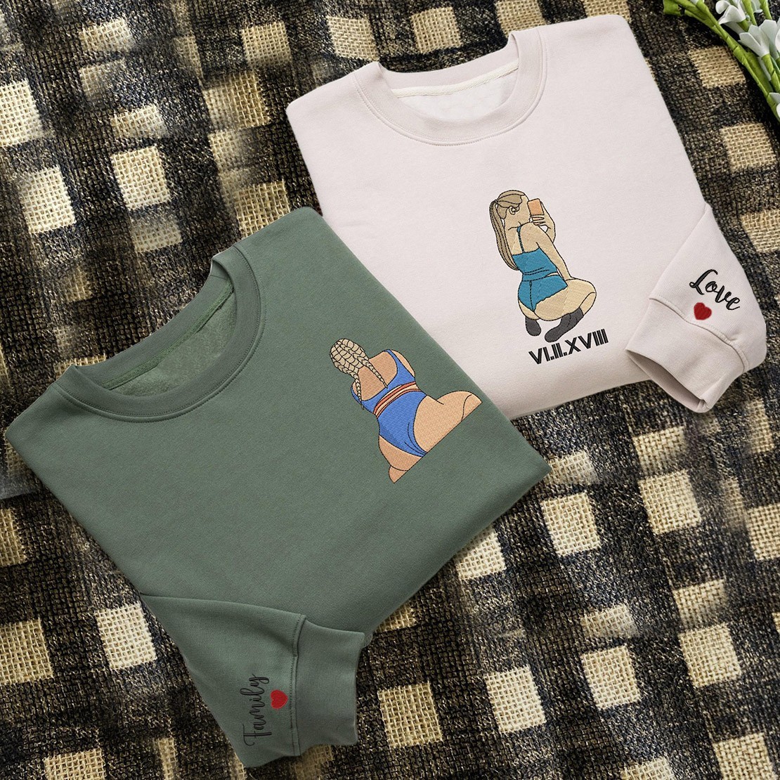 Custom Embroidered Spicy Portrait Sweatshirt Couples Gifts Anniversary Gift Ideas Valentine's Day Gifts for Boyfriend Husband