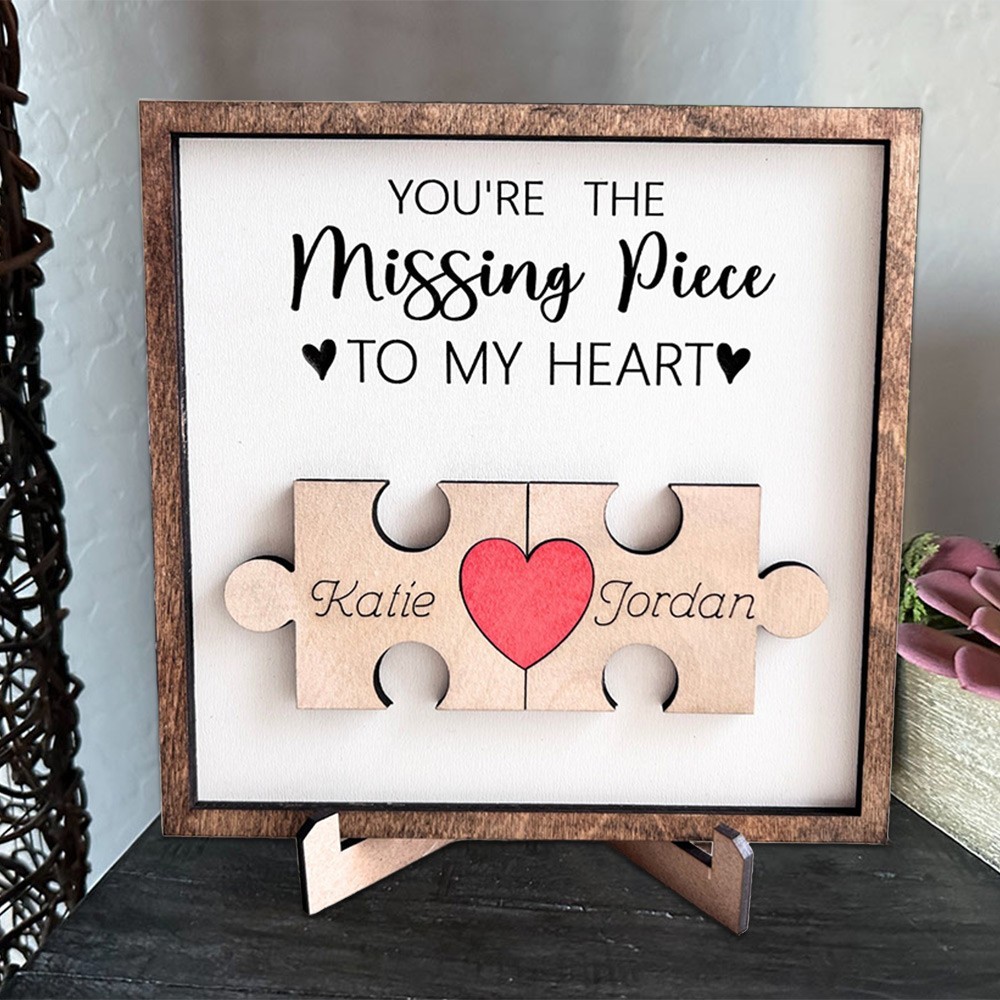 Personalised Missing Piece to My Heart Couple Name Puzzle Sign Anniversary Gift for Her Him Valentine's Day Gifts for Couples