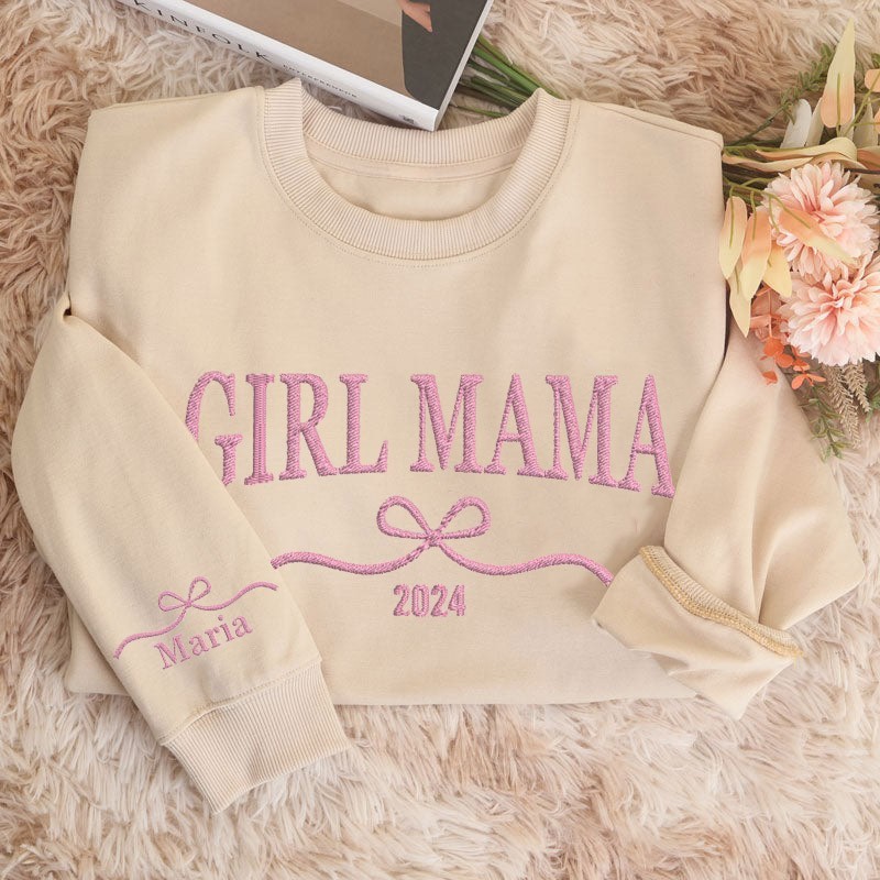 Custom Girl Mama Embroidered Sweatshirt With Kids Names Mum Of Girls Hoodie Unique Gifts for Mum New Mum Gift Mother's Day Gift