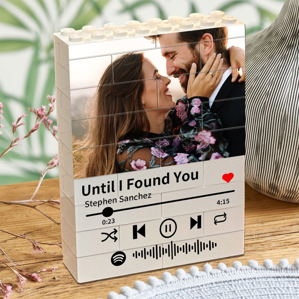 Personalised Spotify Code Photo Building Blocks Wedding Anniversary Gifts for Her Him Valentine's Day Gift for Couples