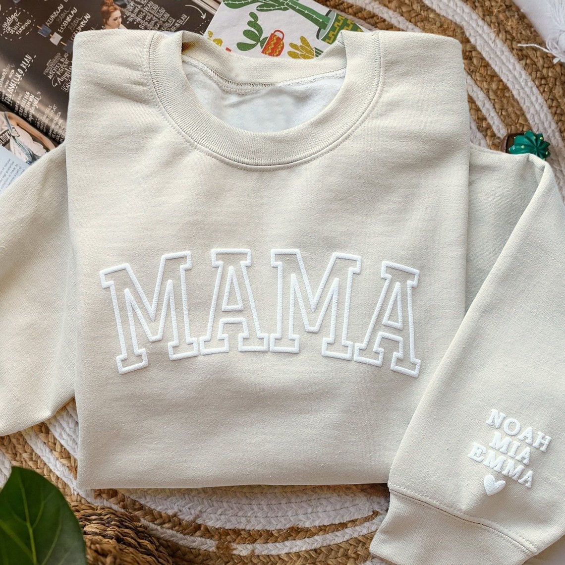 Personalised Mama Sweatshirt Hoodie with Kids Names on Sleeve Birthday Gift for Mum Mother's Day Gift Ideas