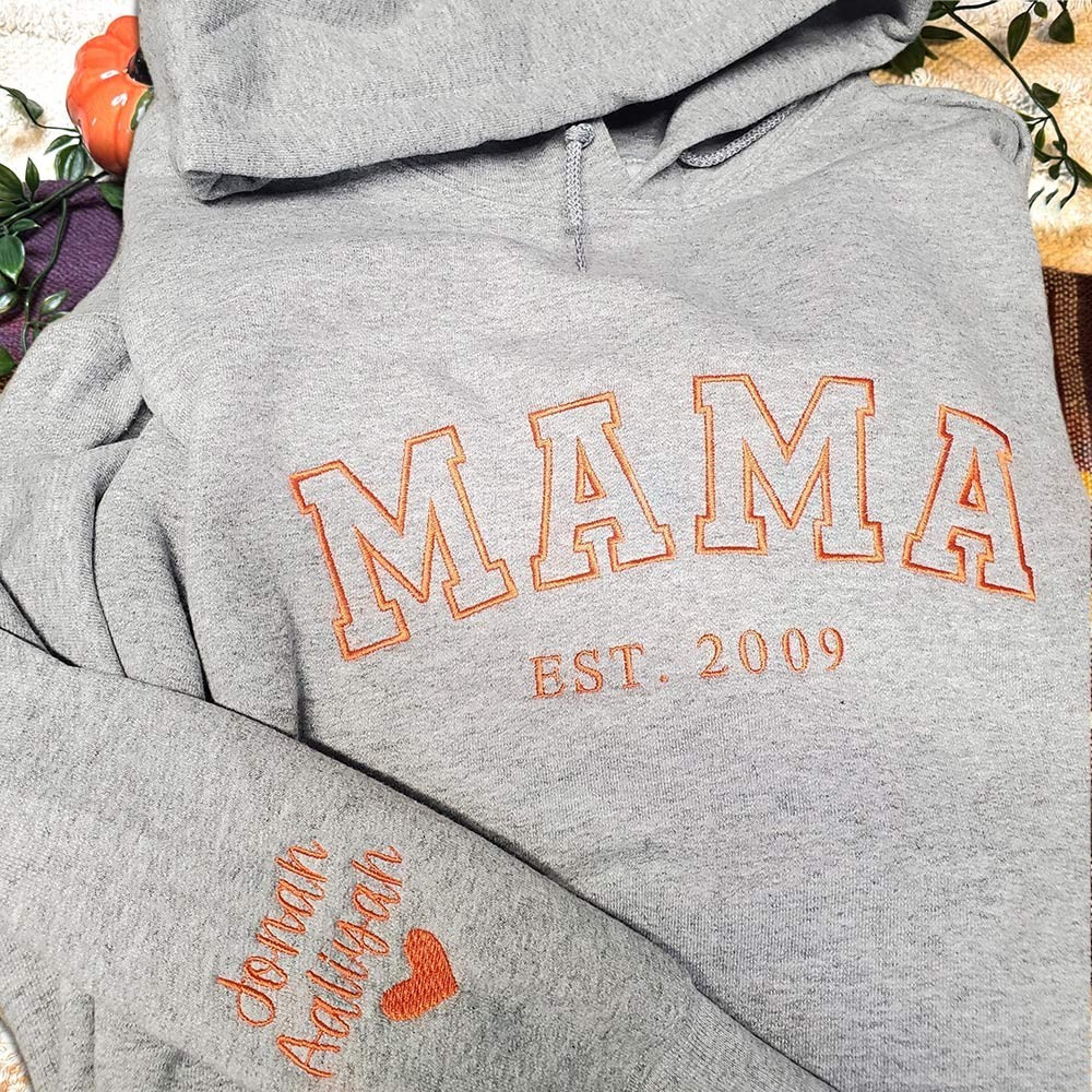 Personalised Embroidered Mama Sweatshirt With Kids Names Unique Birthday For Mum Grandma Mother's Day Gift Ideas Baby Shower Gift