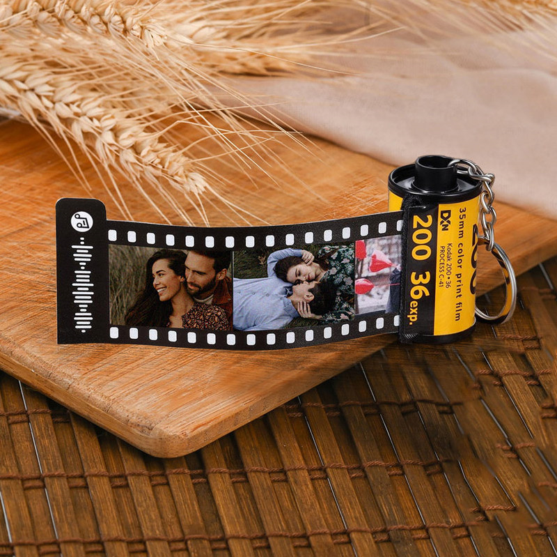Personalised Photo Film Roll Keychain with Spotify Music Code Keepsake Gifts for Couple Anniversary Gift Ideas Valentine's Day Gifts