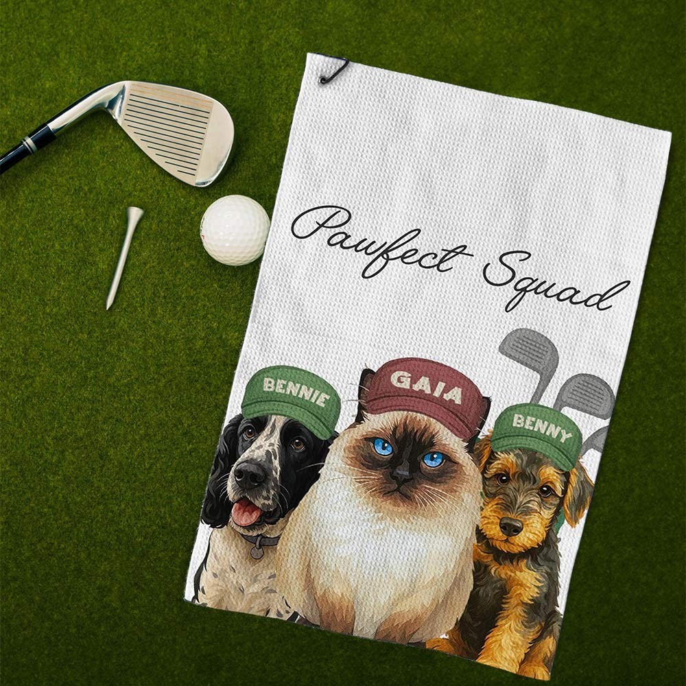 Custom Pet Golf Towel with Pet Photo and Name Gifts for Dog Lover Cat Lover Pet Lover Gifts Golf Lover Gift Ideas