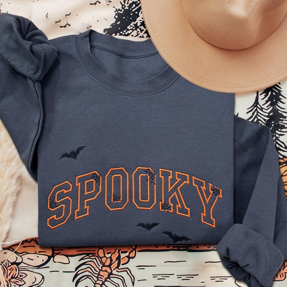 Spooky Embroidered Halloween Sweatshirt Funny Gift for Her Halloween Gift Ideas