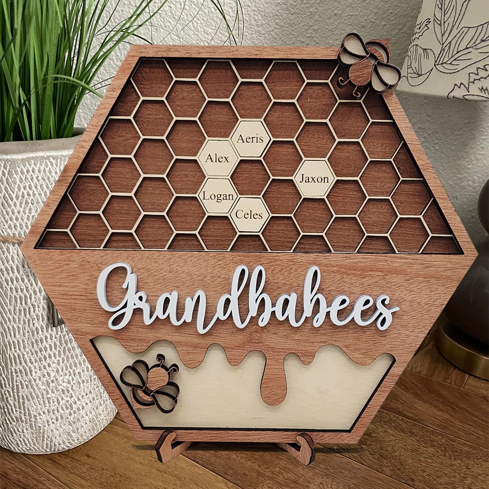 Custom Bee Hive Family Tree Wood Name Sign for Anniversary Christmas Gifts Unique Gift for Mum Grandma
