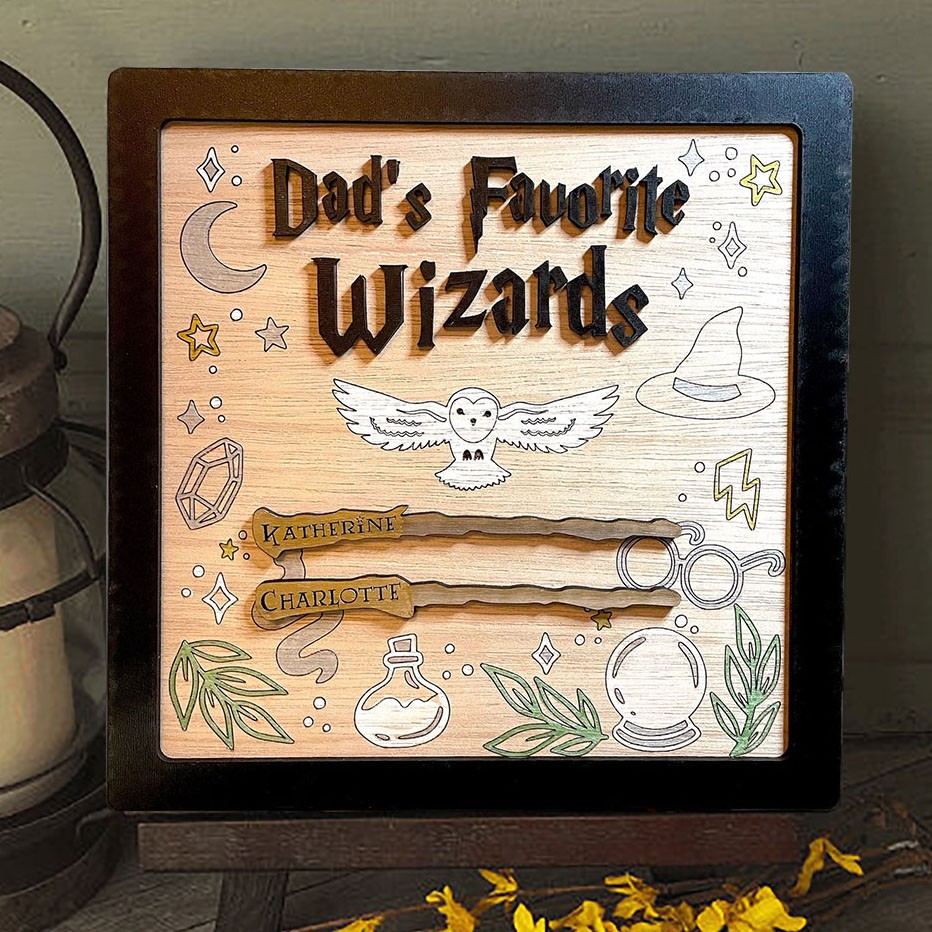 Personalised Dad's Favorite Wizards Wooden Frame Sign With Kids Names Best Father's Day Gift Ideas