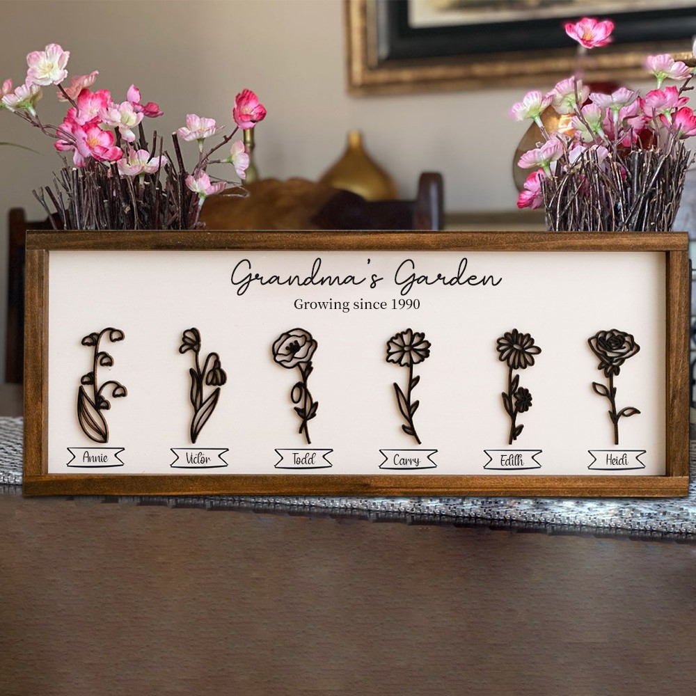 Grandma's Garden Custom Birth Month Flower Frame Gift Ideas For Grandma Mum Personalised Mother's Day Gift