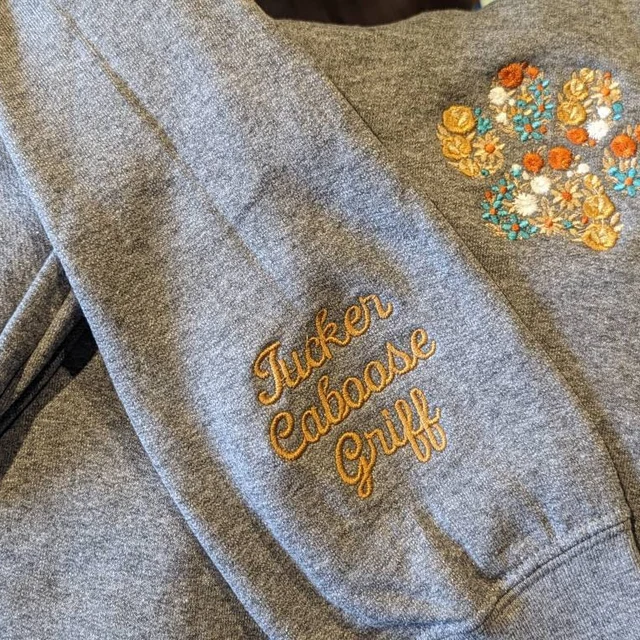 Personalised Floral Pet Paw Print Embroidered Sweatshirt Hoodie Unique Christmas Gift Ideas Memorial Gifts For Pet Lover