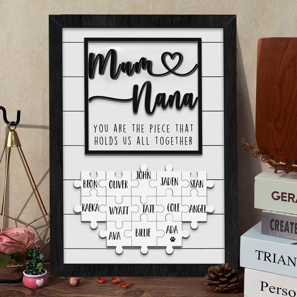 Personalised First Mum Now Nana Puzzle Sign with Kids Names Gift Ideas for Mum Nana Mother's Day Gifts
