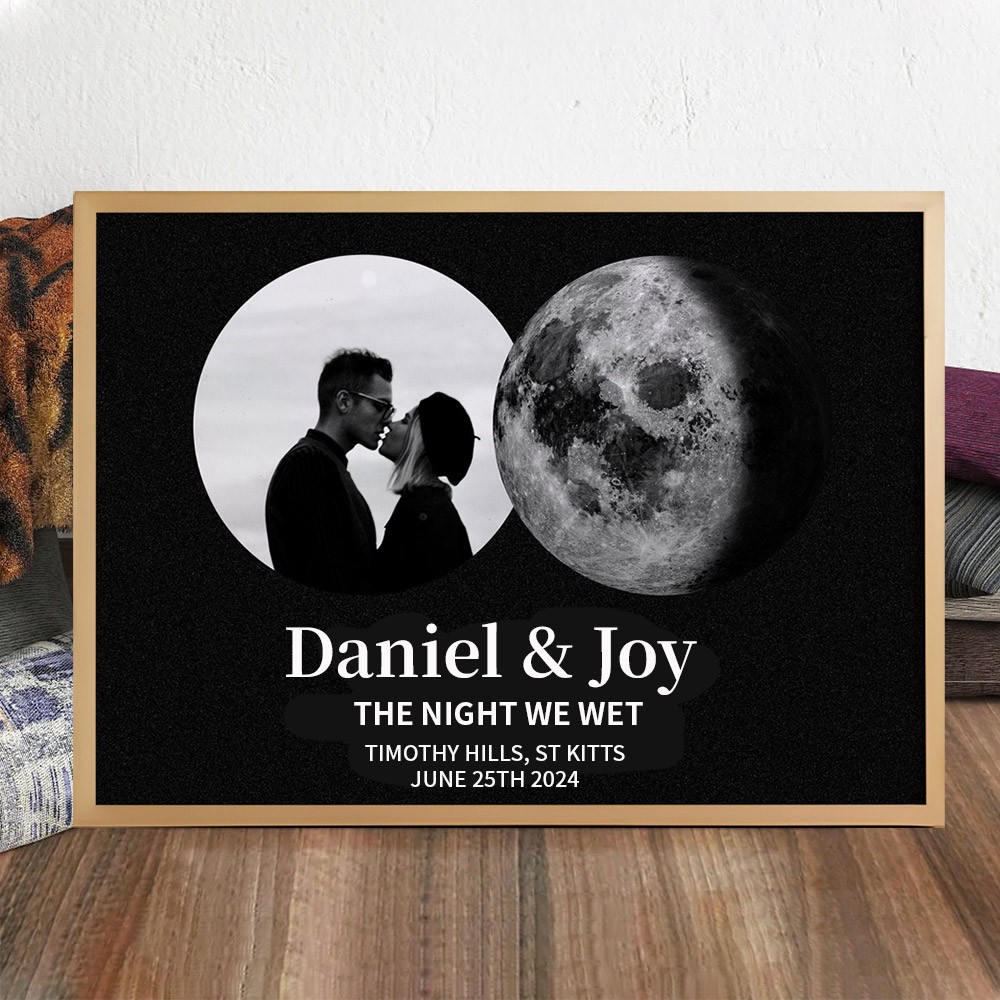 Custom Moon Phase Frame Photo Sign Unique Anniversary Gift For Her Keepsake Gift For Couple