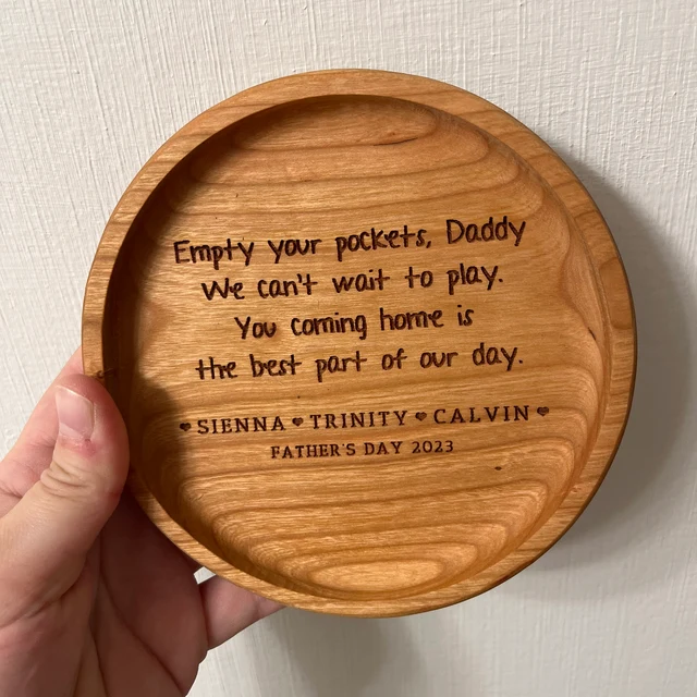 Personalised Empty Your Pockets Daddy Leather Valet Tray Gift Ideas for Dad Christmas Gift for Him New Dad Gift