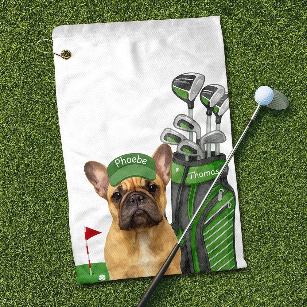 Custom Pet Dog Golf Towel with Pet Photo and Name Gifts for Dog Lover Pet Lover Gifts Golf Lover Gift Ideas