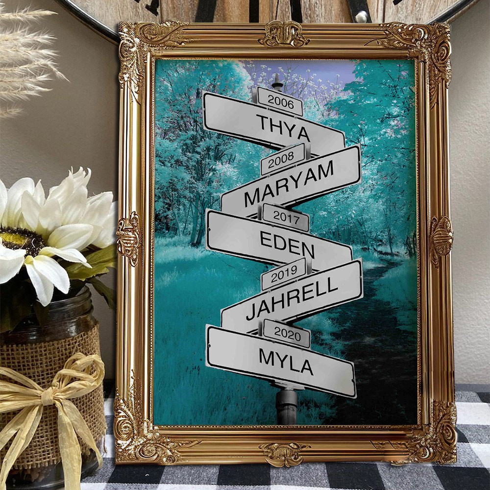 Custom Family Date of Birth Vintage Street Sign with Multi-Names Family Keepsake Gift Personalised Gifts for Mum Dad