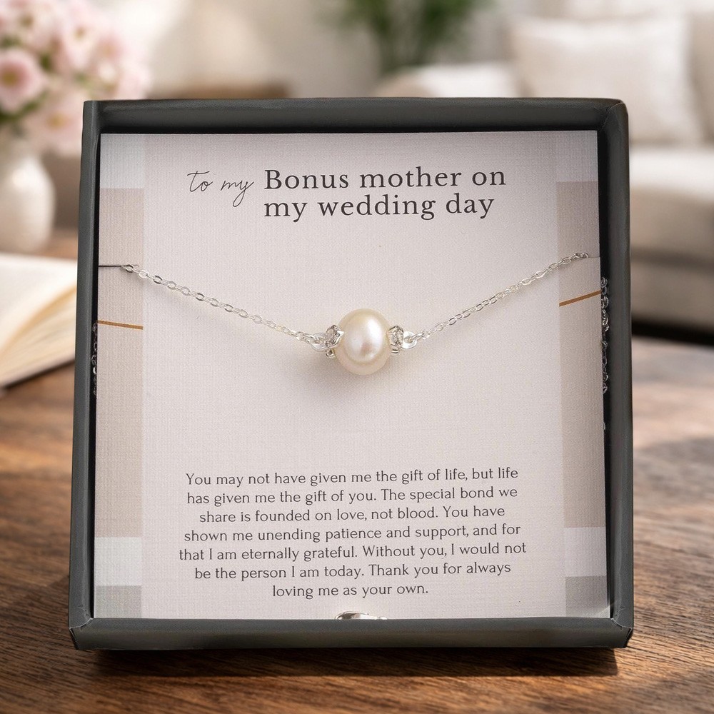 Stepmother Pearl Necklace – Wedding Day Gift from Bride, Bonus Mum Jewelry, Bridal Shower Gift