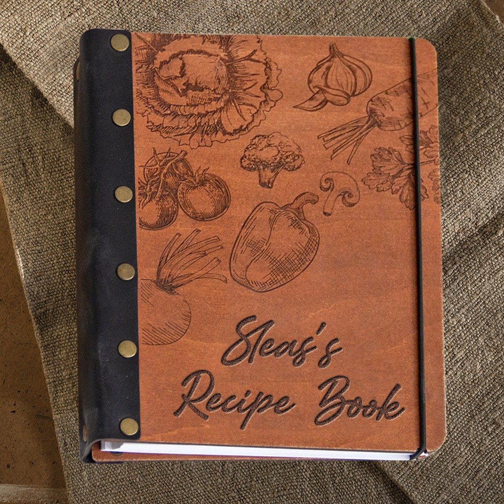 Leather Bound Journal Recipe Book Blank Binder Personalised Gifts for Mum Grandma Christmas Gift Ideas