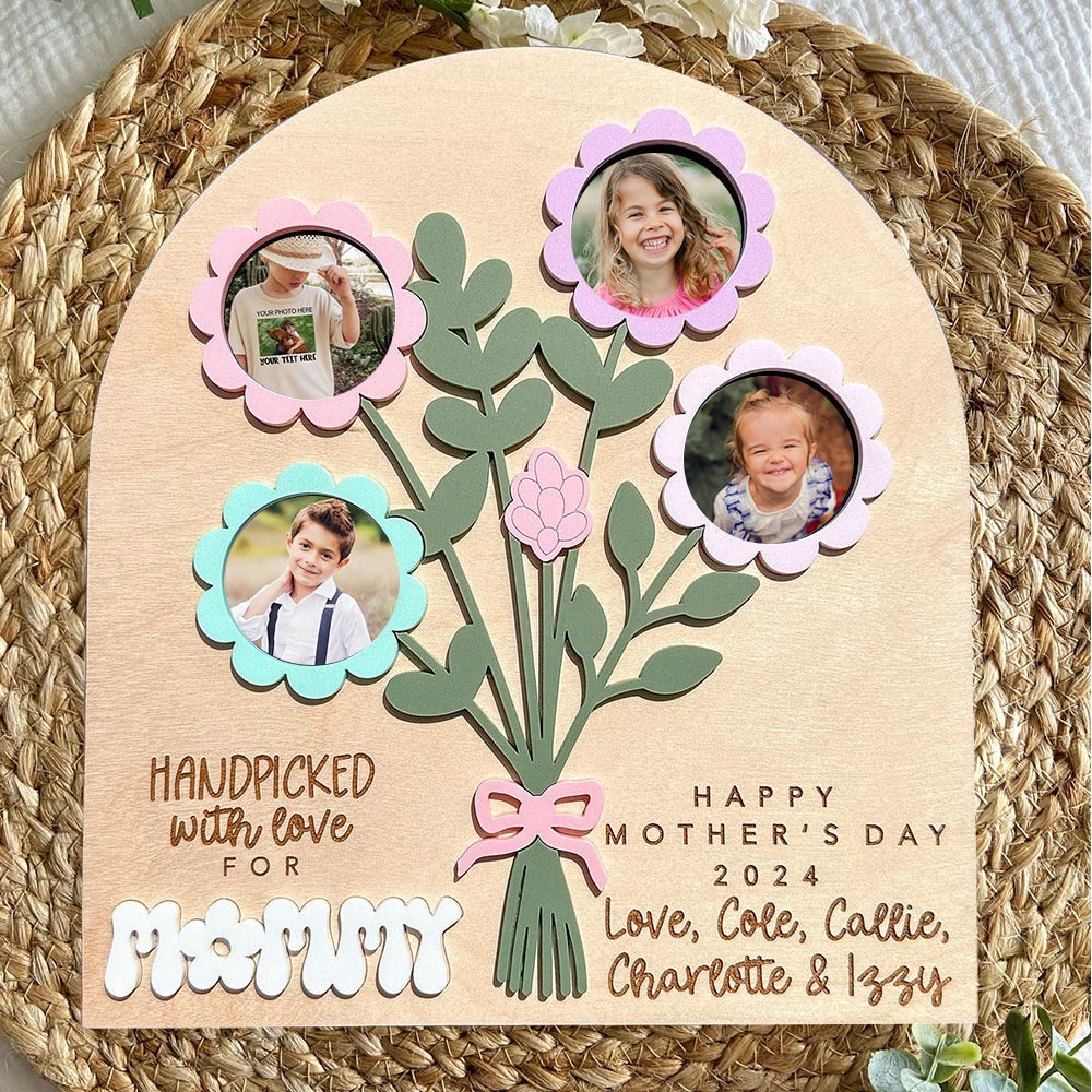 Custom Mummy Flower Bouquet Photo Sign For Mother's Day Gift
