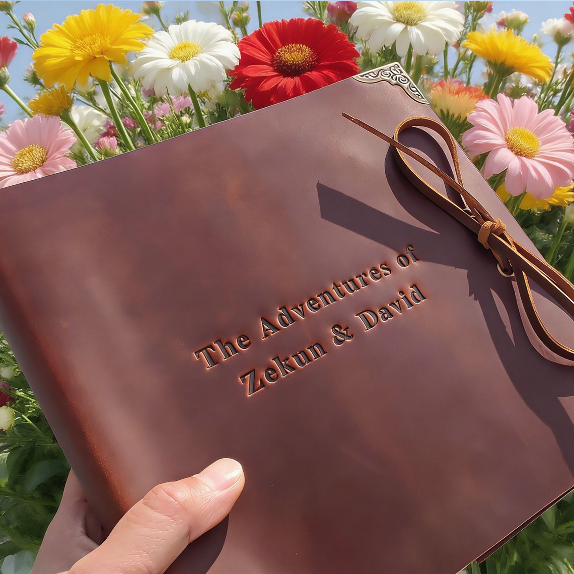 Personalised Leather Photo Album with Sleeves – Custom Anniversary Gift for Couples