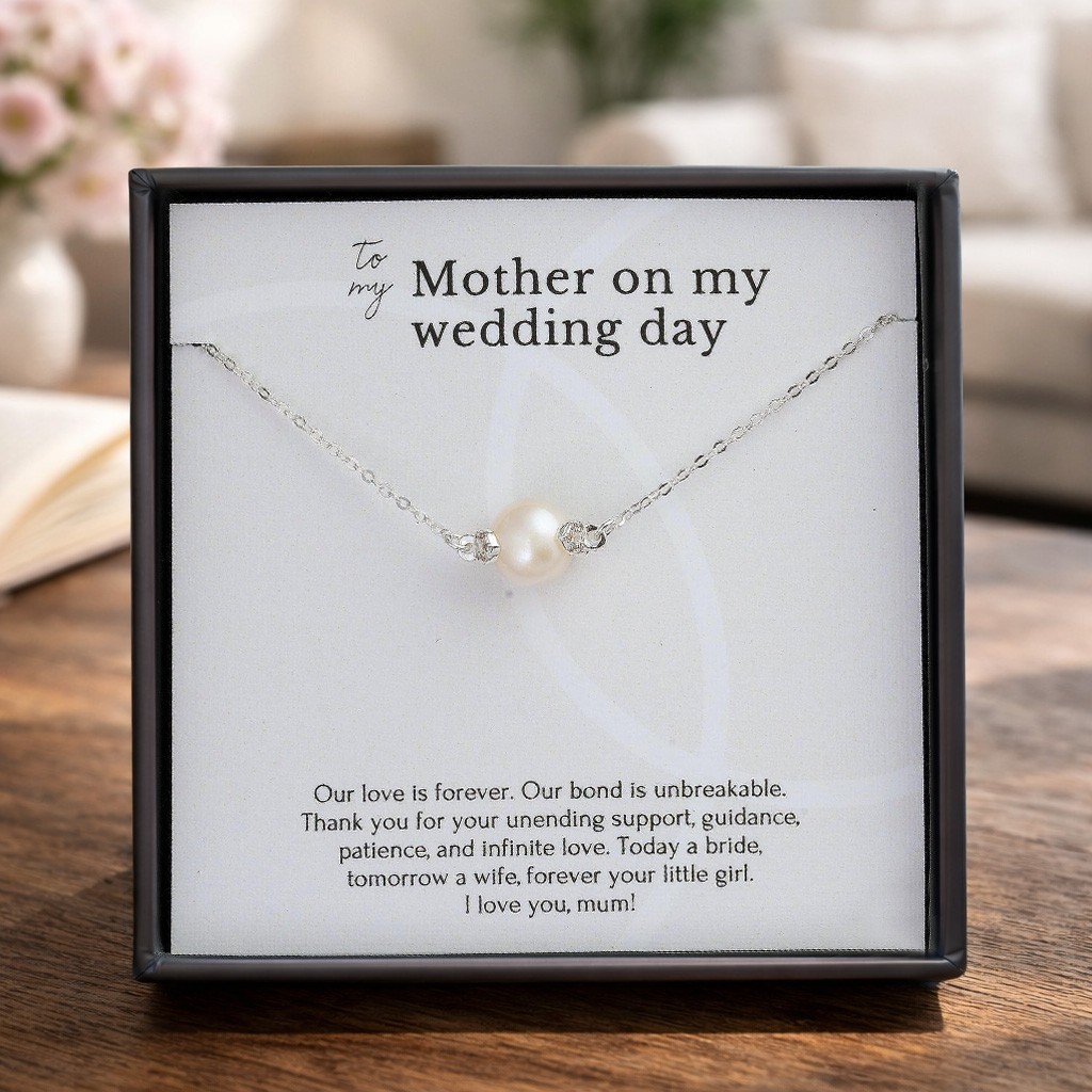 Mother of the Bride Jewelry Gift – Sterling Silver Pearl Necklace, Wedding Keepsake from Daughter