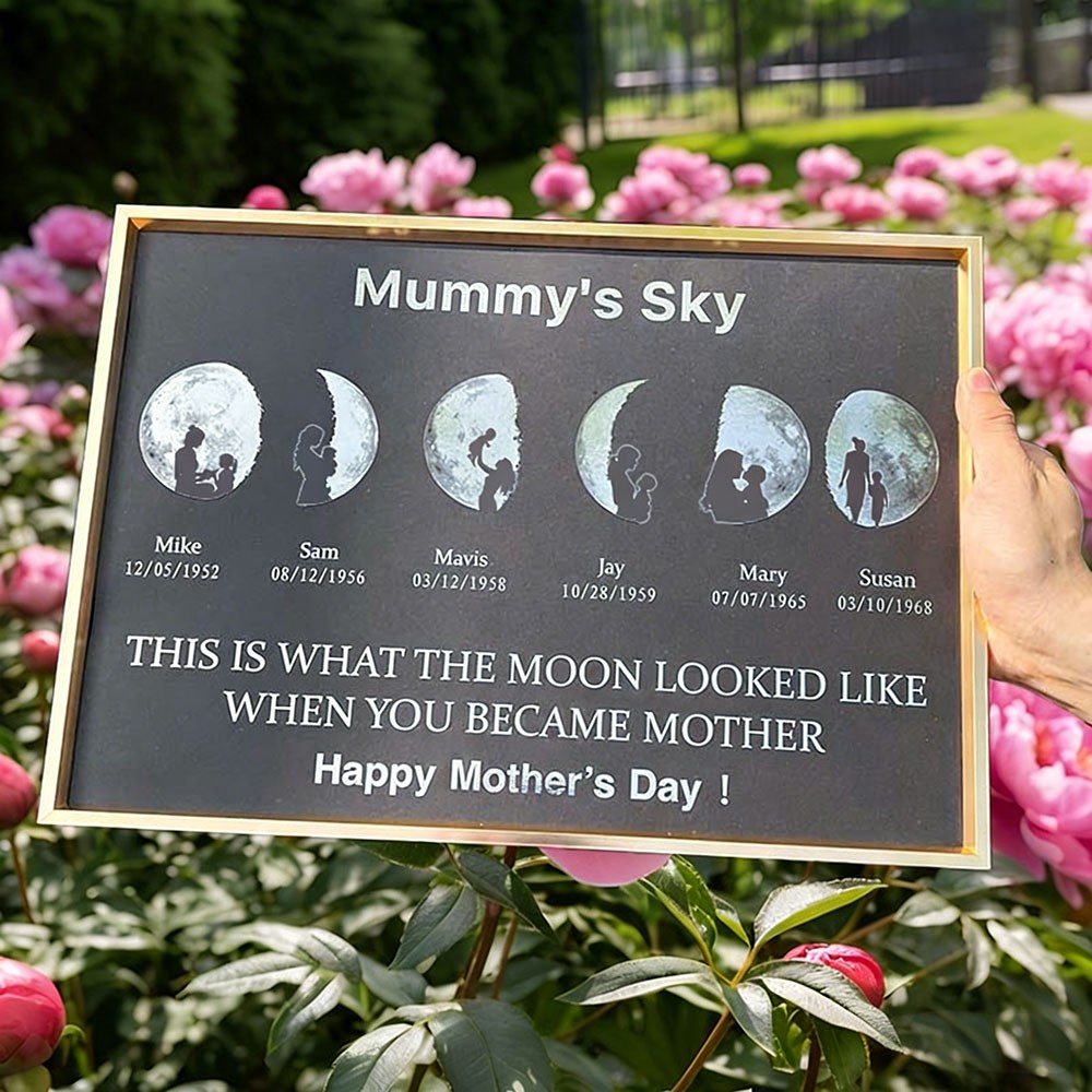 Custom Mummy's Sky Moon Phase Print Frame with Kids Names Keepsake Gifts for Mum New Mum Gift Mother's Day Gift