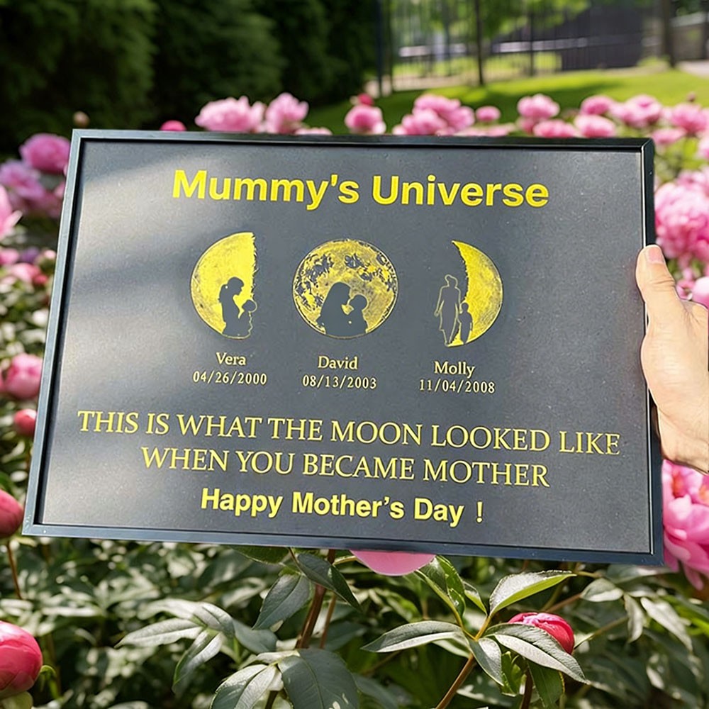 Personalised Mummy's Universe Moon Phase Print Frame with Kids Names Gift Ideas for Mum New Mum Gift Mother's Day Gifts