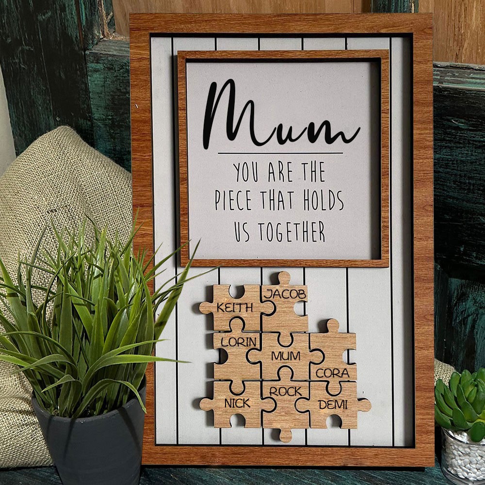 Personalised Wooden Puzzle Name Sign for Mum