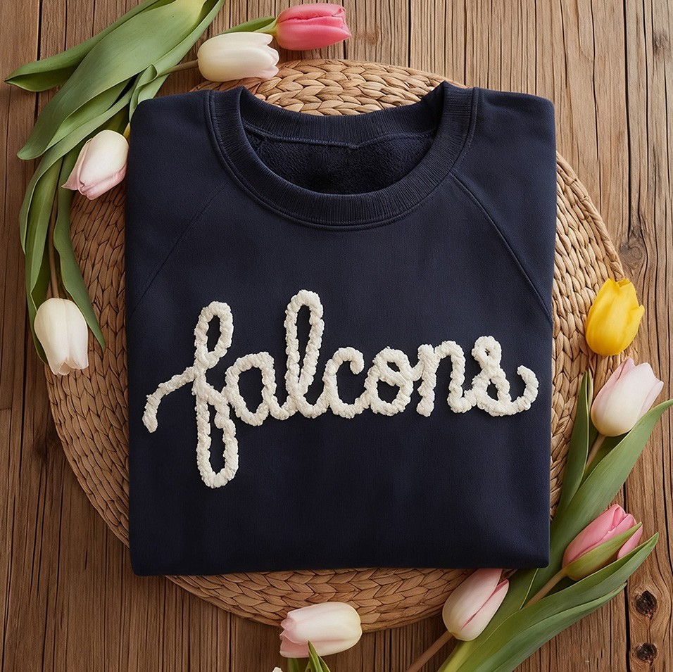 Custom Chenille Embroidered Team Sport Sweatshirt with Game Day Fuzzy Letter Unique Gift for Game Day