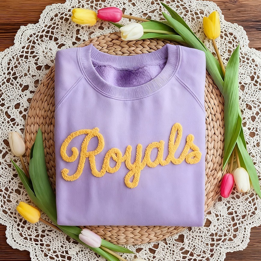 Custom Chenille Embroidered Team Sport Sweatshirt with Game Day Fuzzy Letter Unique Gift for Game Day