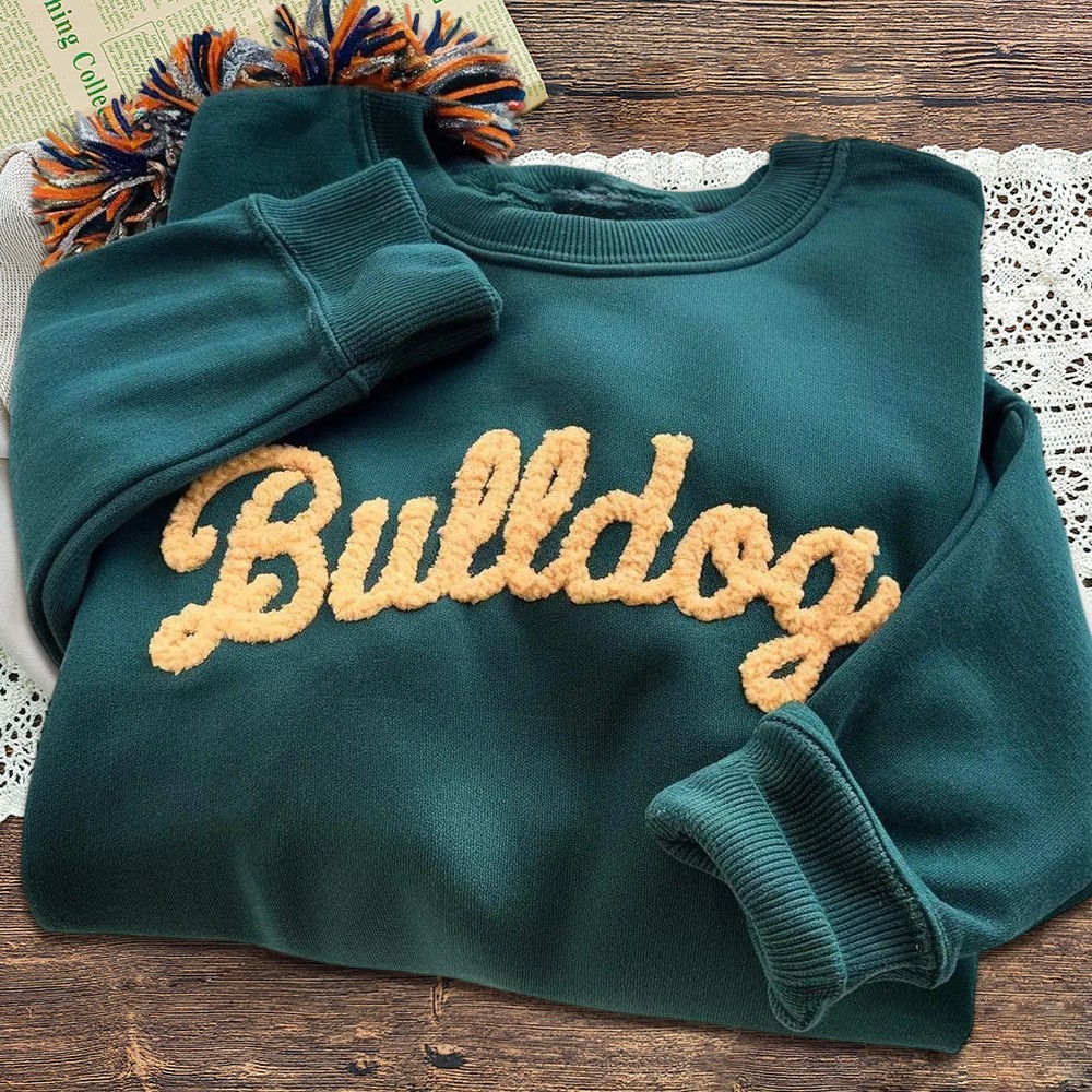 Custom Chenille Embroidered Team Sport Sweatshirt with Game Day Fuzzy Letter Unique Gift for Game Day