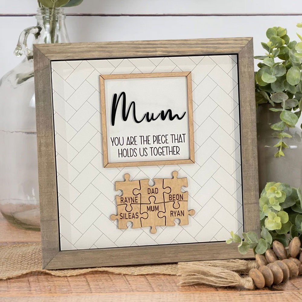 Personalised Engraving Names Wooden Puzzle Frame for Mama