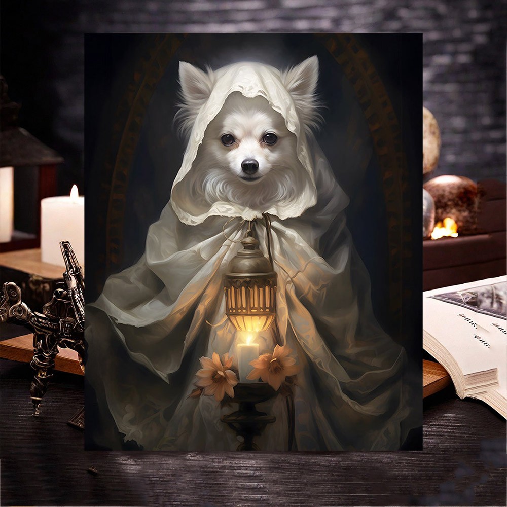 Personalised Halloween Pet Portrait Frame Custom Halloween Poster Funny Wall Art for Pet Lovers Memorial Gifts