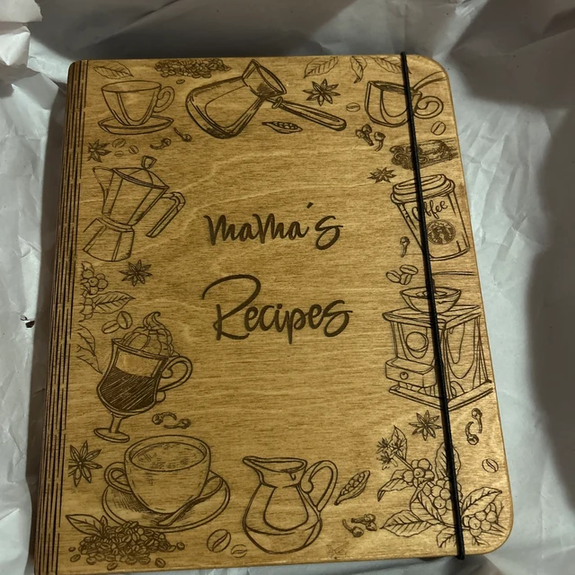 Personalised Wooden Recipe Book Custom Cookbook Blank Binder Christmas GIfts for Her Gift Ideas for Mum