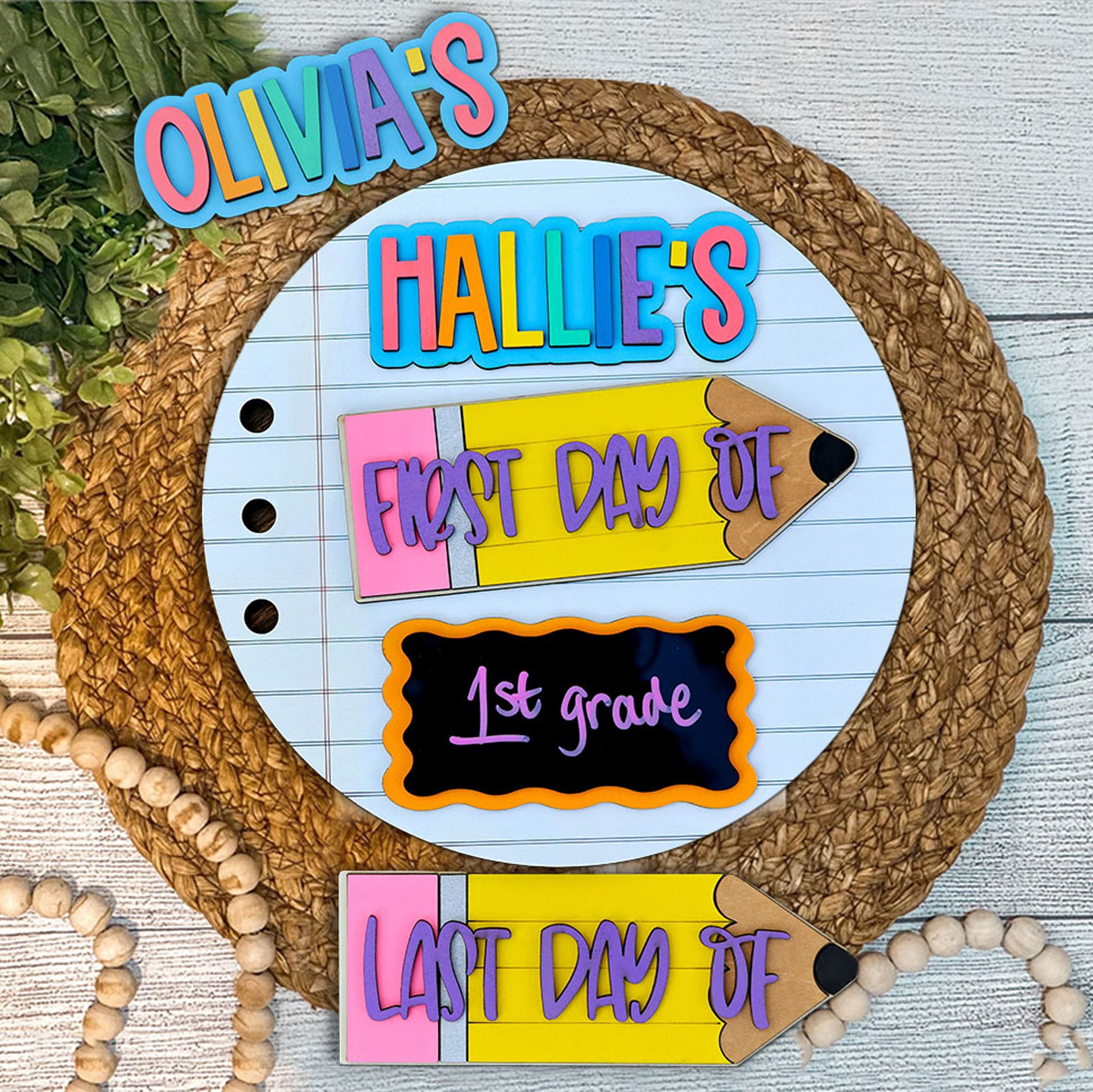 First/100th/Last Day of School Interchangeable Back to School Sign Personalised Gift for Kids