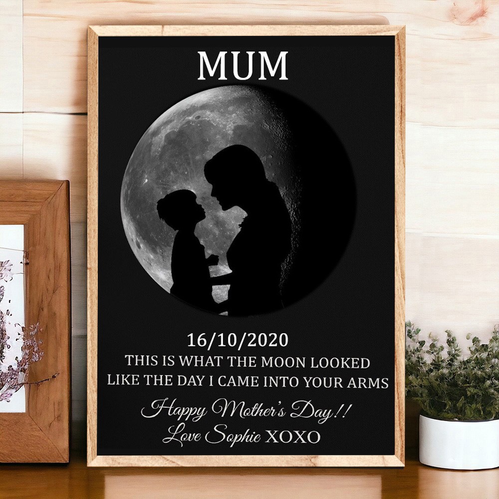 Personalised Moon Phase Wooden Photo Sign Unique Mother's Day Gift Ideas Special Gift For New Mum