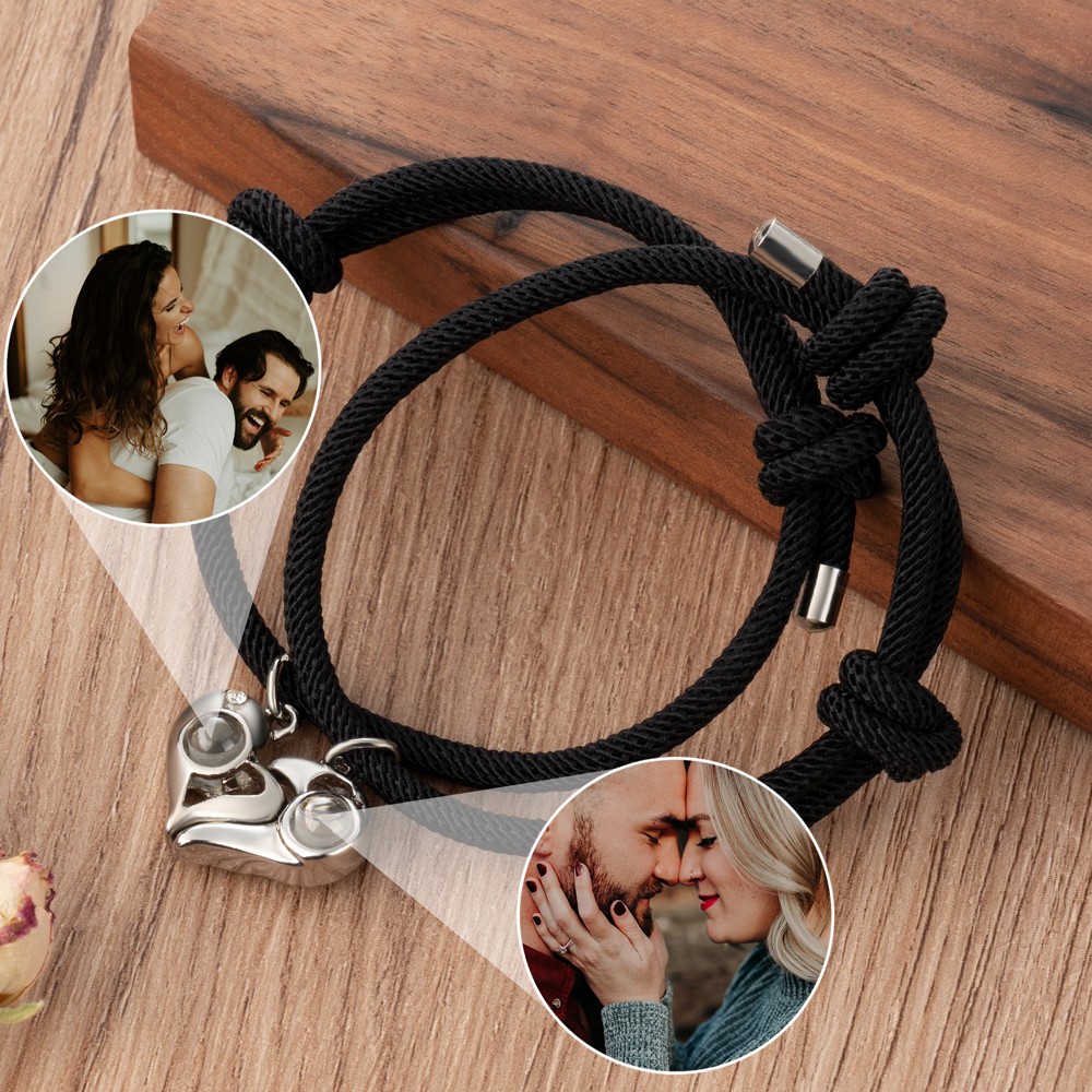 Custom Couple Magnetic Pendant Set Projection Bracelet Unique Gift For Couple Perfect Birthday Gift Ideas