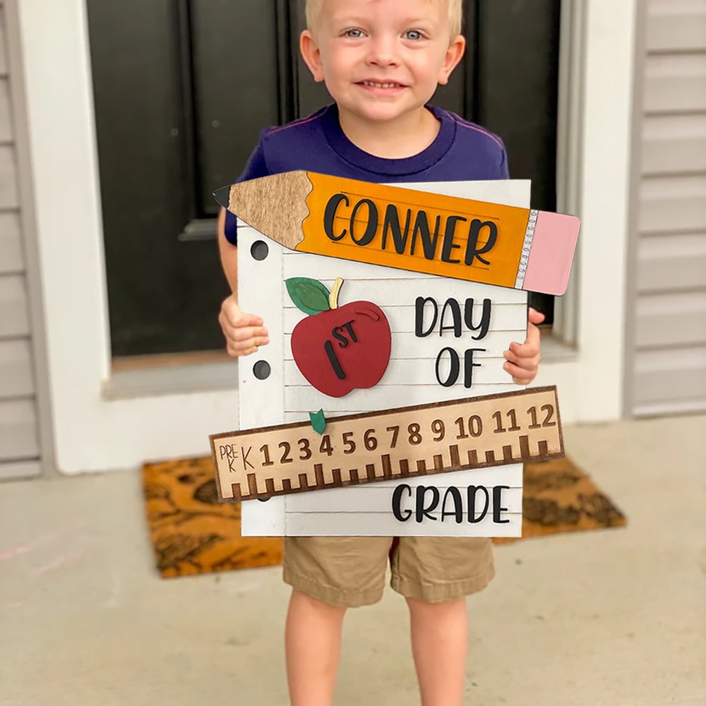 Personalised First/100th/Last Day of School Wood Sign Custom Back to School Gifts for Kids
