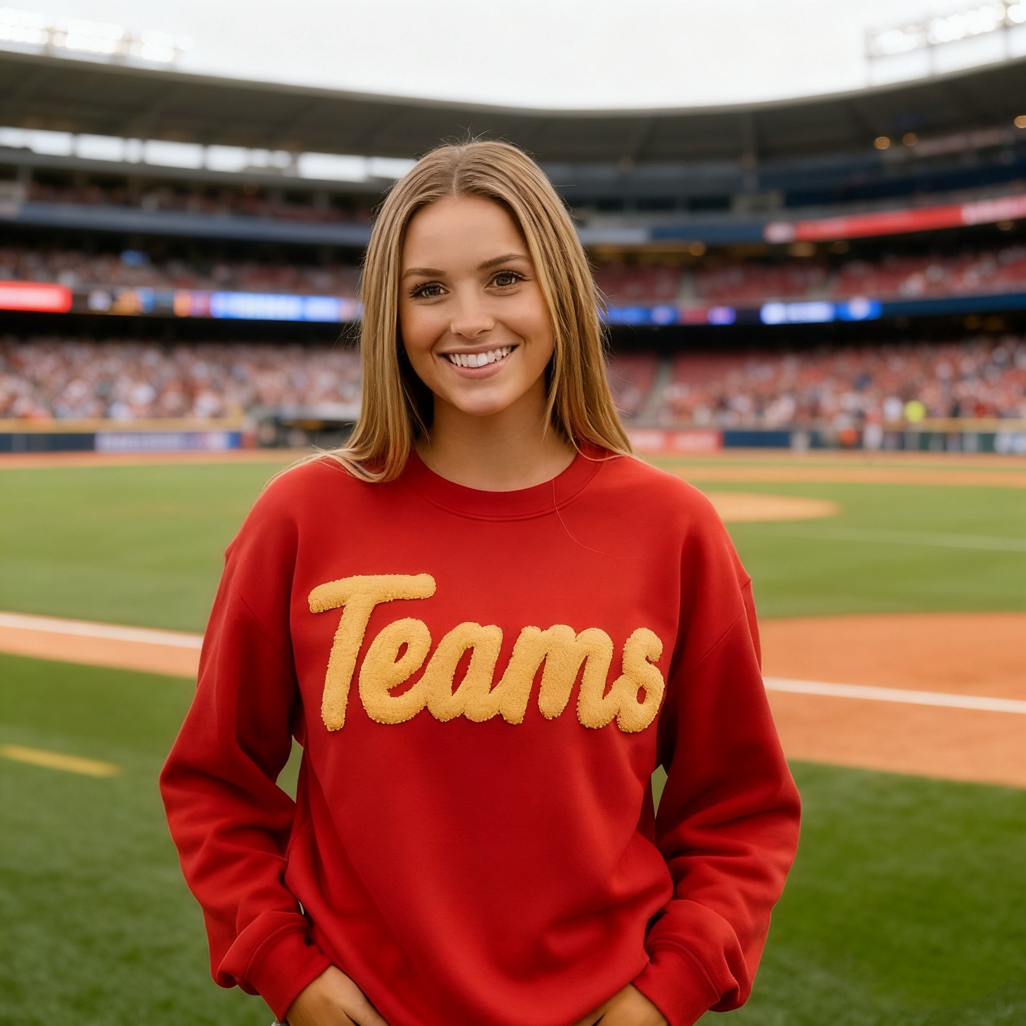Custom Chenille Embroidered Team Sport Sweatshirt with Game Day Fuzzy Letter Unique Gift for Game Day