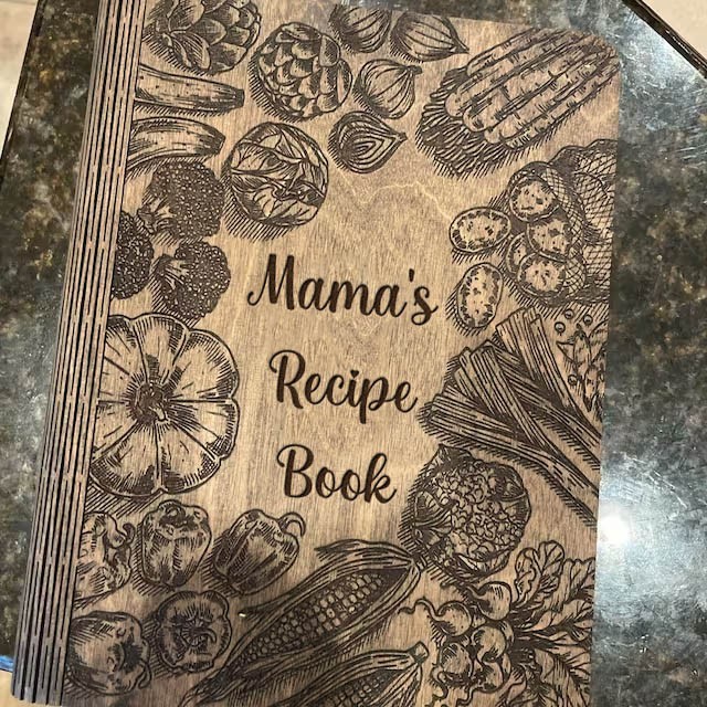 Mama's Recipe Book Blank Binder Personalised Wooden Engraved Journal for Mum Grandma Christmas Gifts