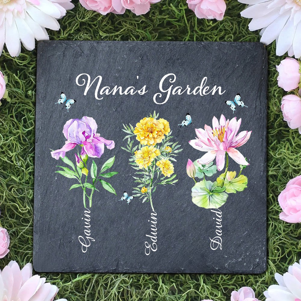 Personalised Nana's Garden Birth Flower Plaque With Grandkids Names Sign Unique Gift for Mum Grandma Mother's Day Gift Ideas
