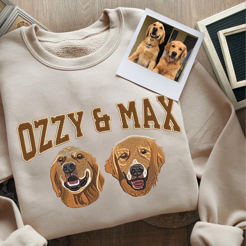 Custom Pet Dog Embroidered Sweatshirt with Picture of Your Dog Gifts for Dog Owners Christmas Gift for Pet Lovers