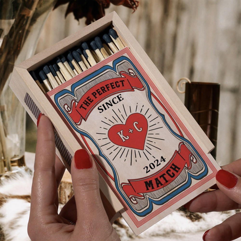 Personalised Couple Wood Matchbox Housewarming Gift Anniversary Gift Ideas Valentine's Day Gifts for Couples